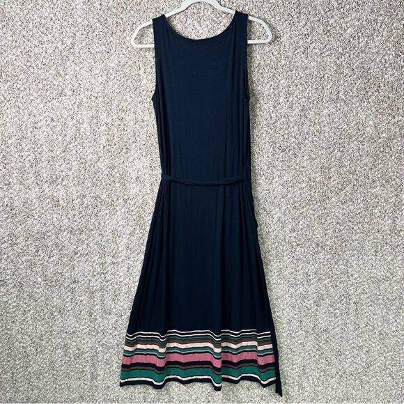 J. Jill Dress Women’s Small Navy Blue Sleeveless Waist Tie Maxi - Picture 4 of 6